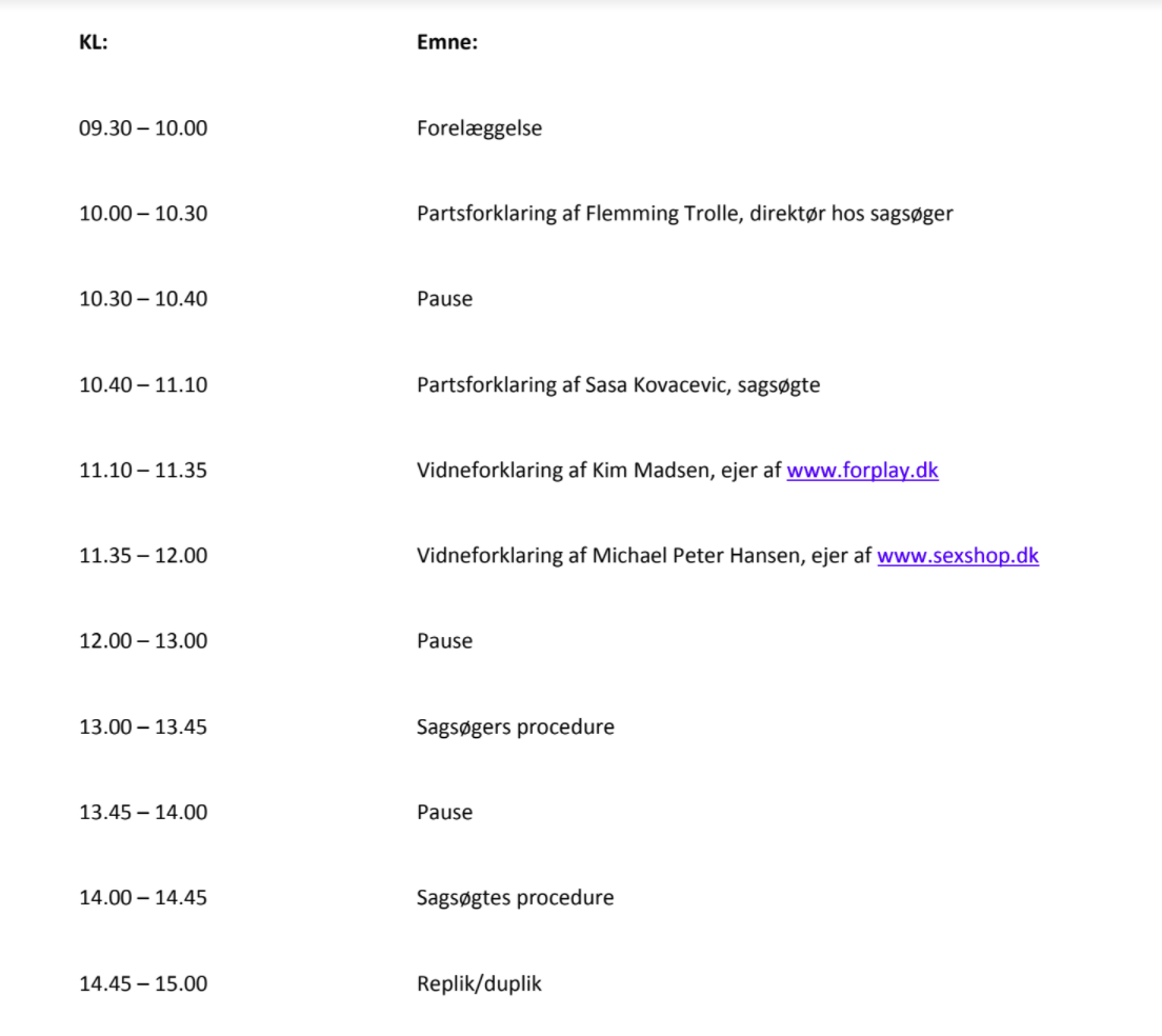 program for retssagen